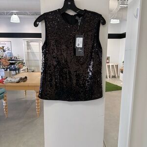 Lysse Black Sequin Sleeveless Blouse